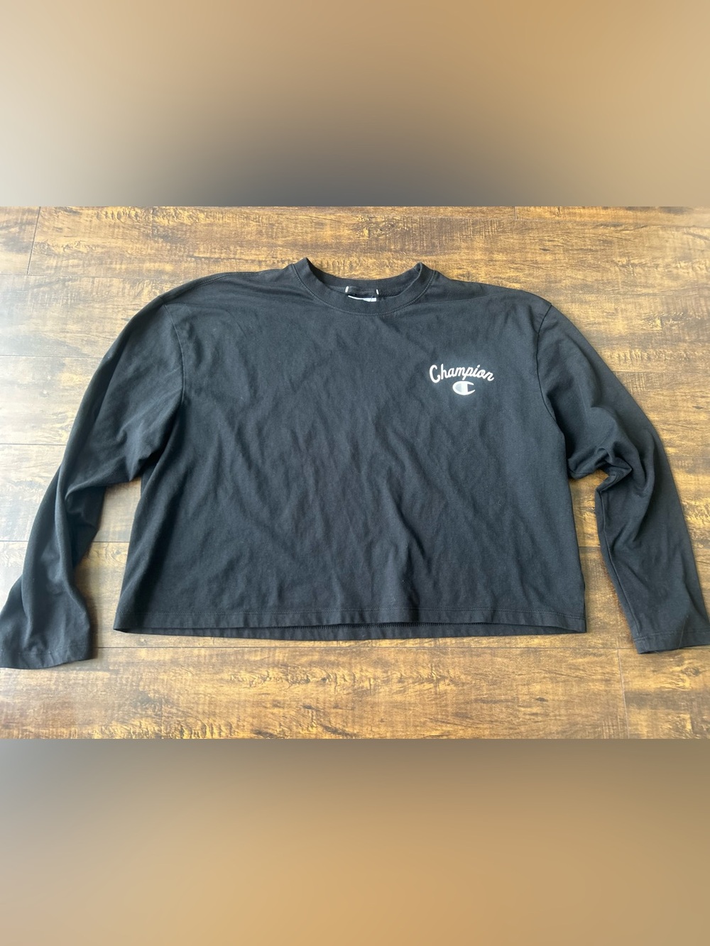 Champion Black Crewneck with White Script Logo